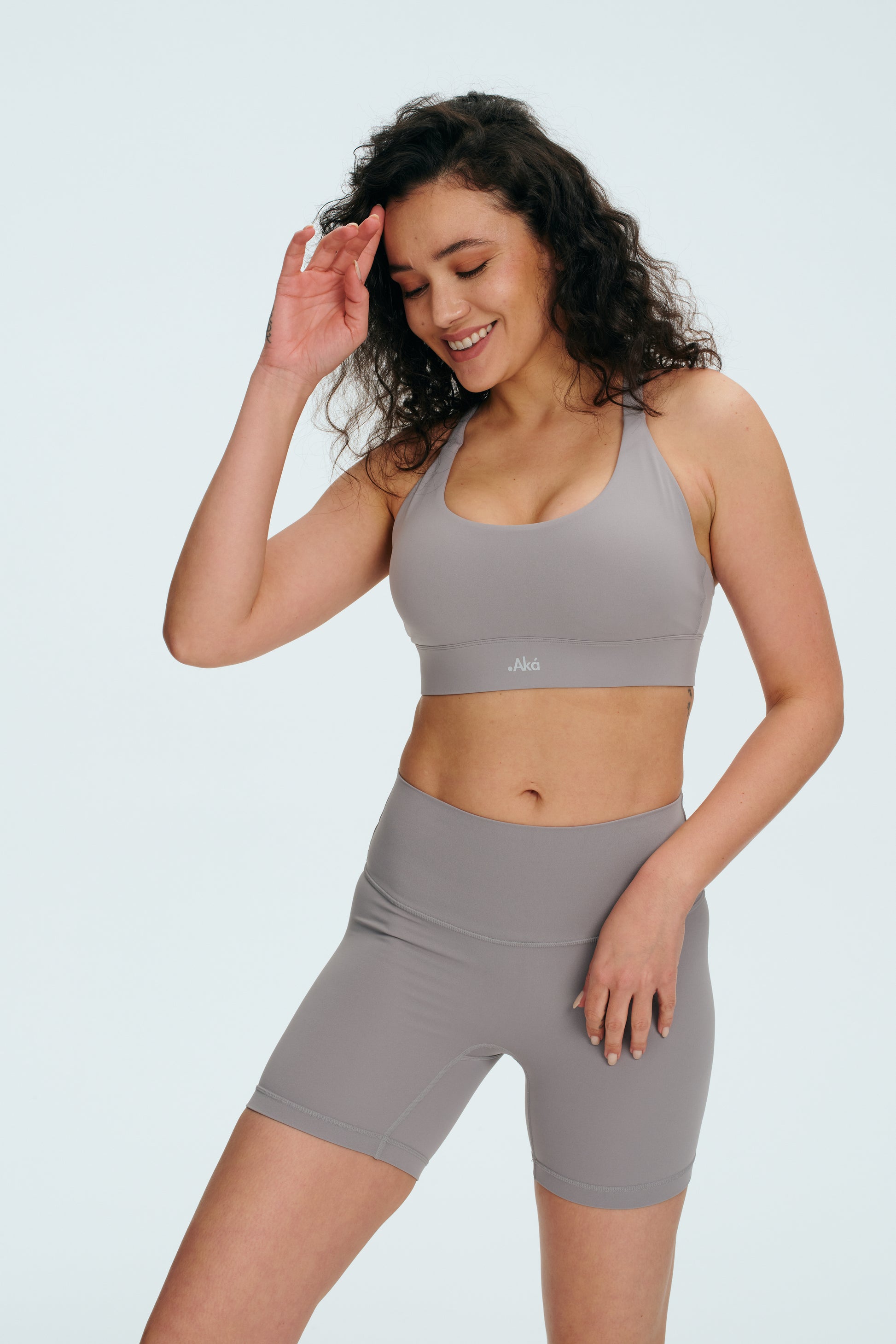 FlowFlex 7” Biker Short rhino grey front full body shot